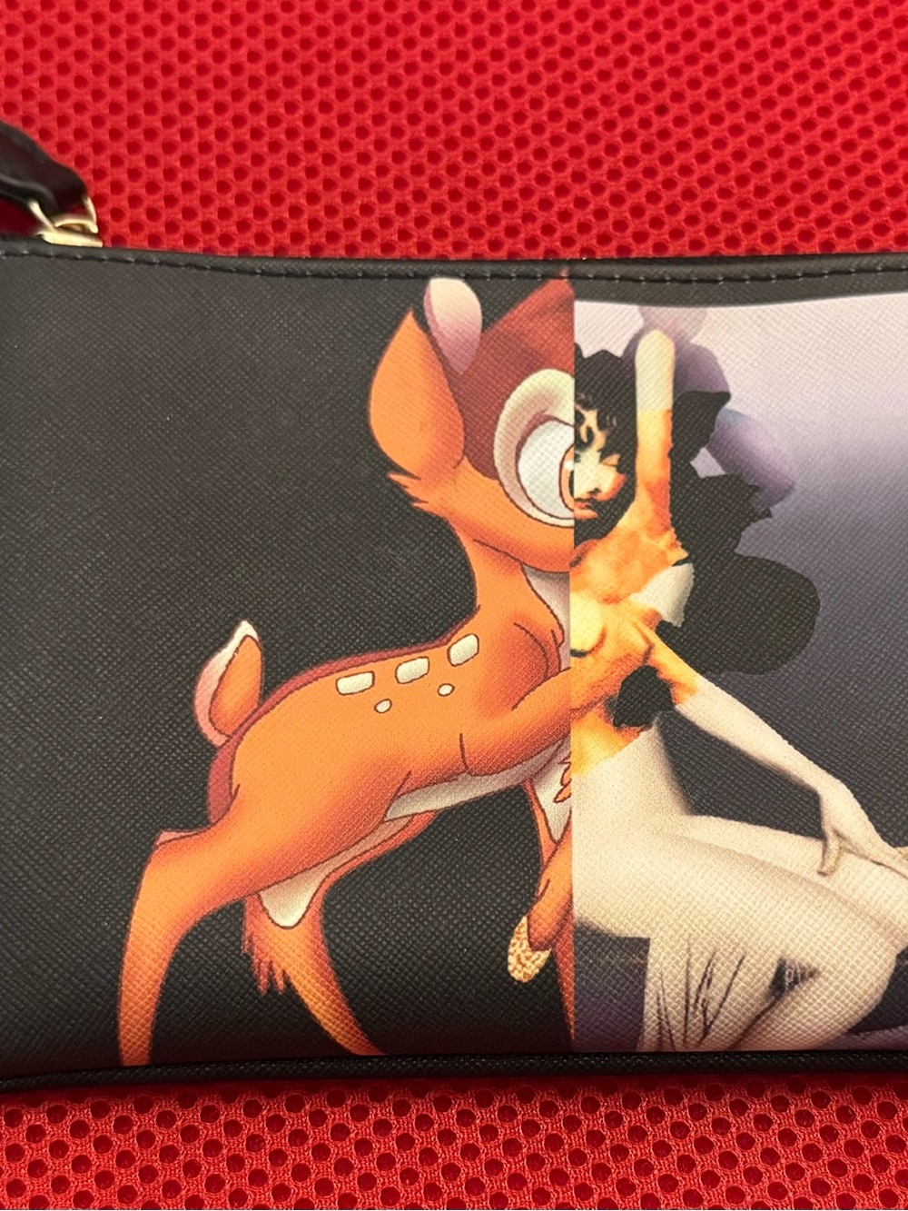 Balenciaga Black Clutch with Orange Deer Graphic